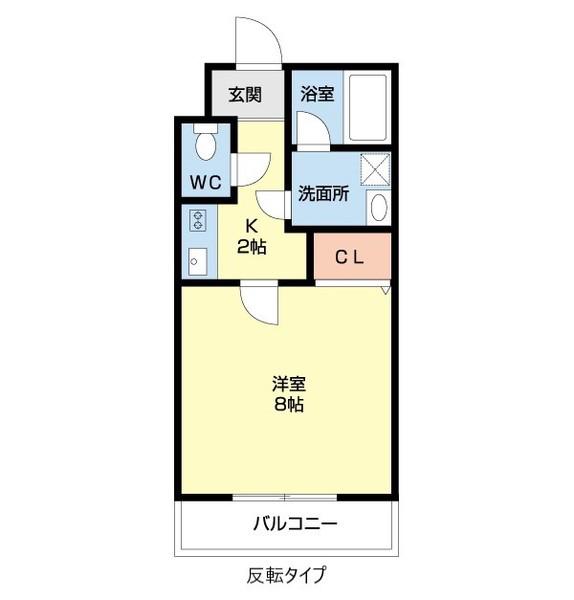 KOKOCHI北中島(1K/2階)の間取り写真