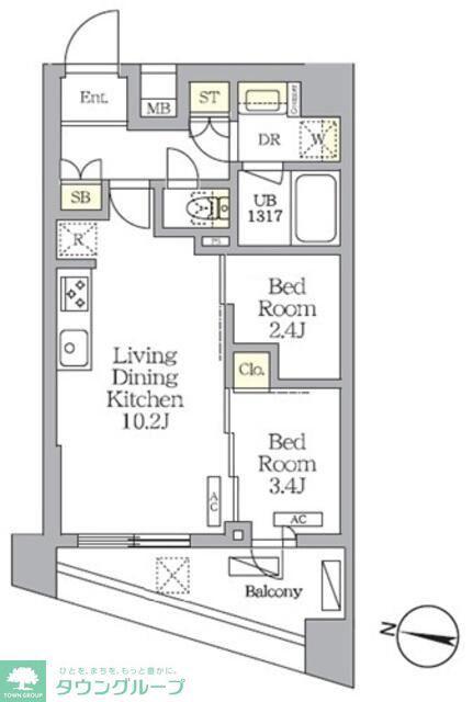 NOGATA RESIDENCE(2LDK/3階)の間取り写真