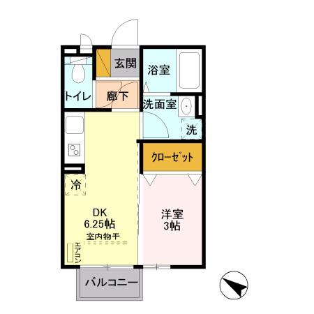 LEAP(1DK/1階)の間取り写真