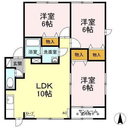 ラフィーネ(3LDK/1階)の間取り写真