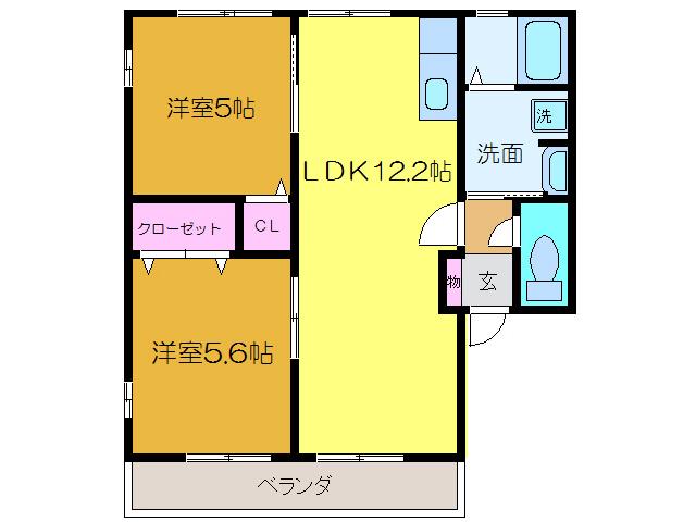 コーポ・SHINDEN A(2LDK/1階)の間取り写真