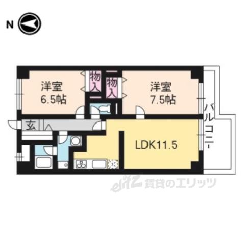レジデンスAIC-Ⅰ(2LDK/4階)の間取り写真