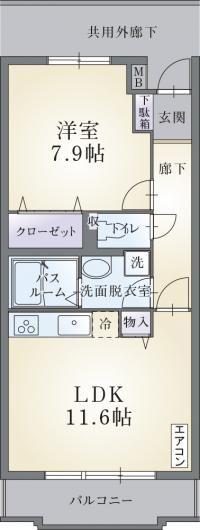 ソレイユノール(1LDK/1階)の間取り写真