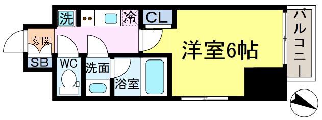 ルフレプレミアム新小岩(1K/5階)の間取り写真