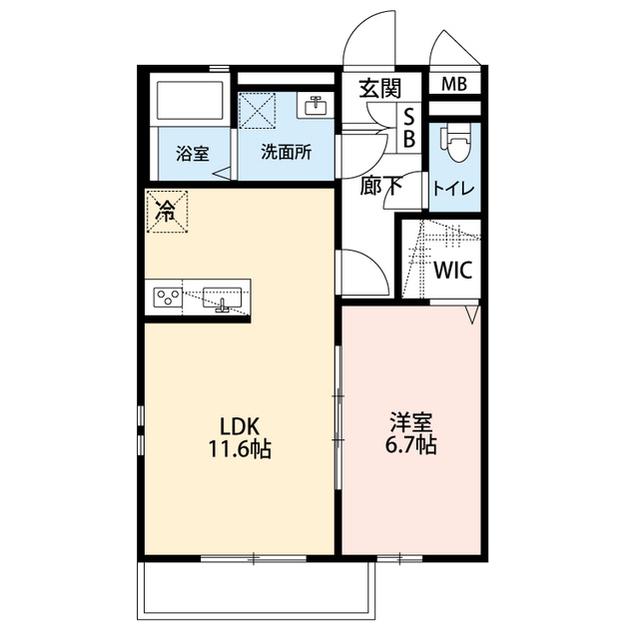 クレール ラ ウィステリア(1LDK/2階)の間取り写真