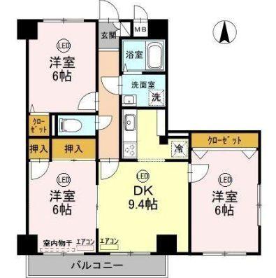 柚の木マンション(3DK/4階)の間取り写真
