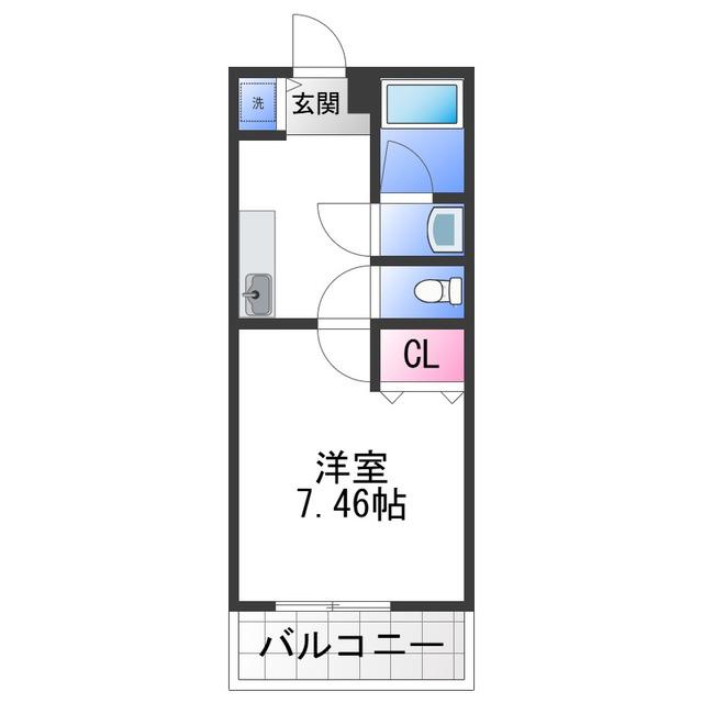 ディア コート高松(1K/2階)の間取り写真
