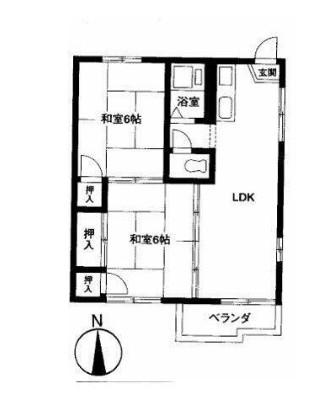 コスモハイツ(2LDK/1階)の間取り写真