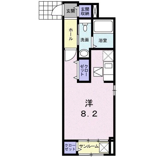 ブラン ソル ジュンII(ワンルーム/1階)の間取り写真