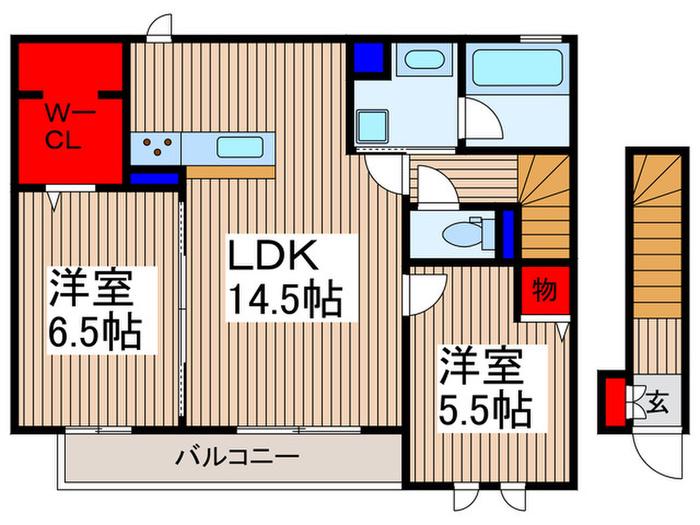 リヴィエール戸田公園(2LDK/2階)の間取り写真