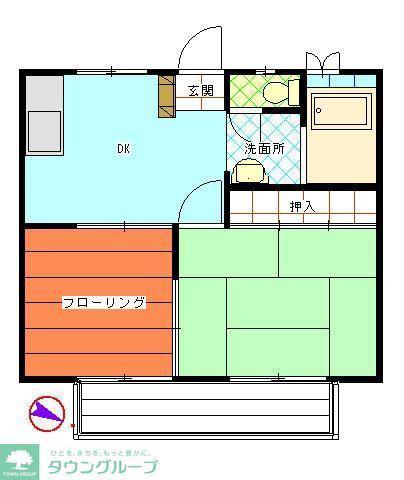 グリーンハイツ神大寺II(2DK/2階)の間取り写真