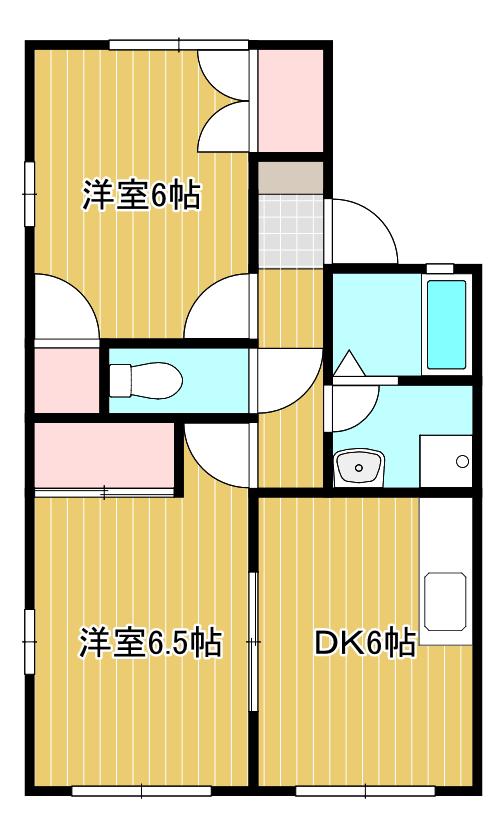 レジデンシャル粒浦(2DK/1階)の間取り写真