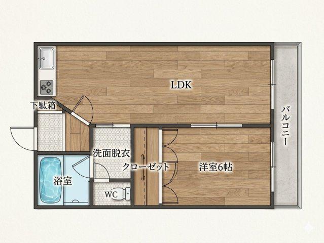 EXCEL田中町(1LDK/3階)の間取り写真