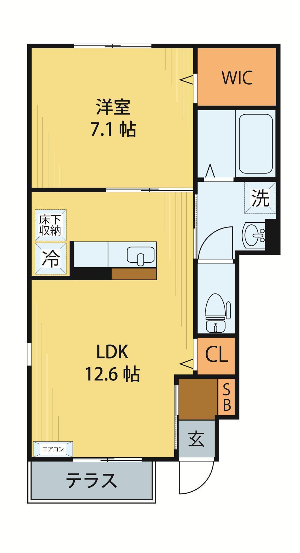 セジュール清水沼(1LDK/1階)の間取り写真