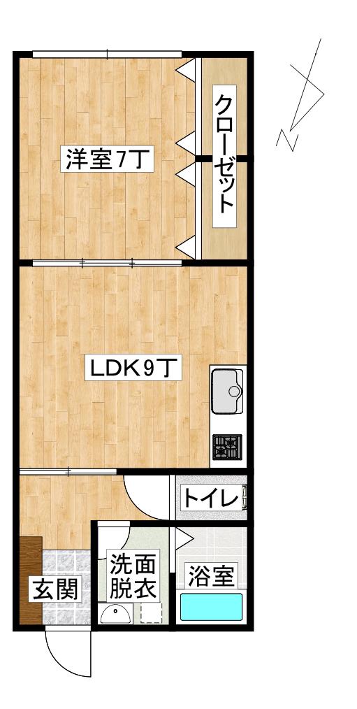 メゾン・オーク(1LDK/2階)の間取り写真