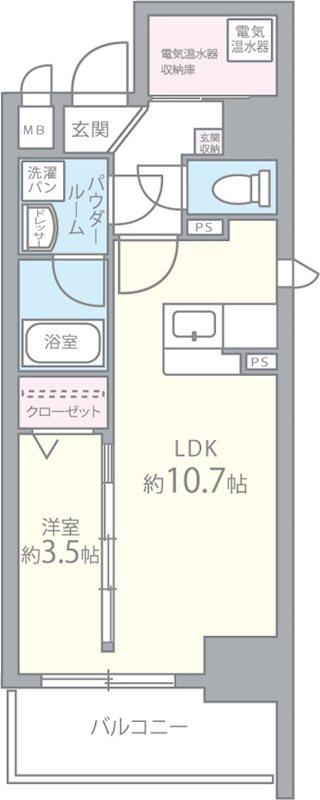 ソシオ心斎橋(1LDK/3階)の間取り写真