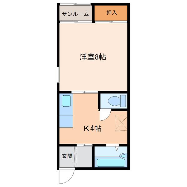 トラッドハイム友(1K/2階)の間取り写真