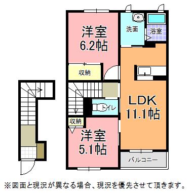 KLF7 B(2LDK/2階)の間取り写真