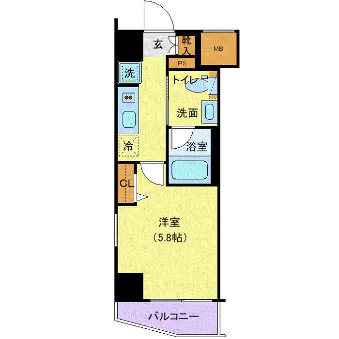 LOG横浜駅東(1K/2階)の間取り写真