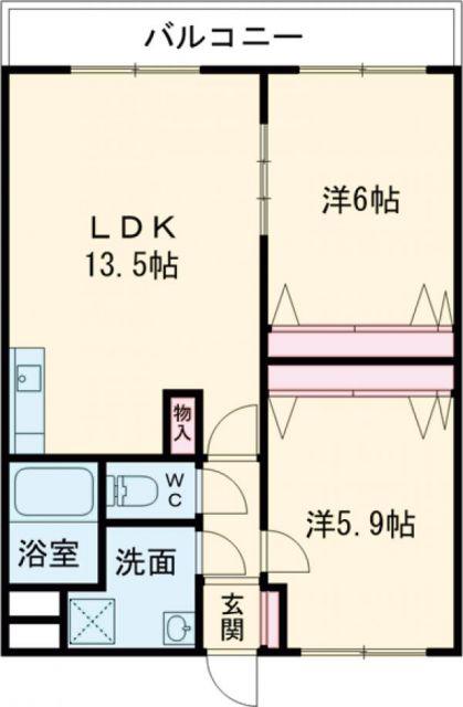 チャーリーコート(2LDK/3階)の間取り写真