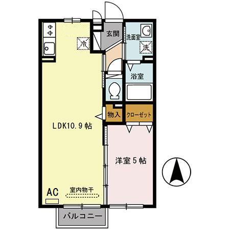 セジュールモナリエ篠山(1LDK/2階)の間取り写真