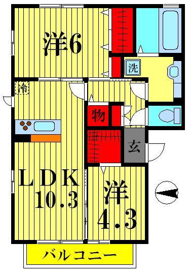ポラリス(2LDK/3階)の間取り写真