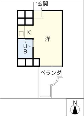 クロンド藤ヶ丘(ワンルーム/2階)の間取り写真
