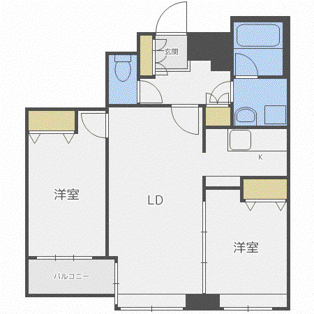 ラフィネタワー札幌南3条(2LDK/12階)の間取り写真