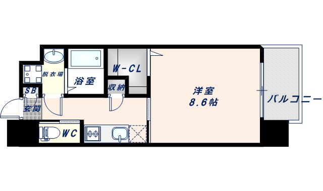 フォレストグレイス深江橋II(1K/9階)の間取り写真