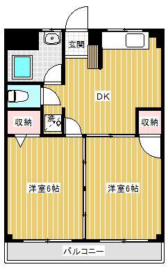 佐田ビル(2DK/6階)の間取り写真