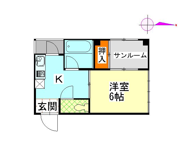 T・ハイツ押野(1K/3階)の間取り写真