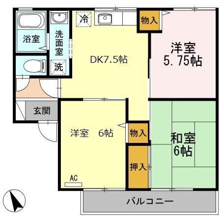 エステートMF・I(3DK/1階)の間取り写真