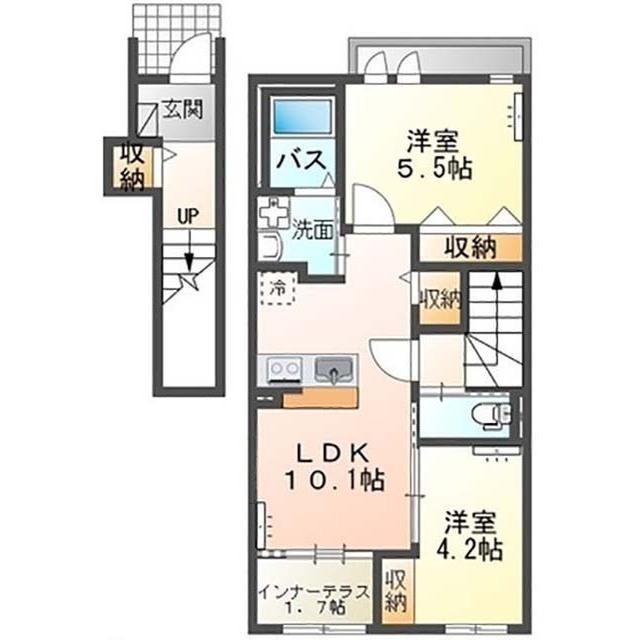 メゾン ベルフルール(2LDK/2階)の間取り写真