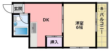 中山ハイツ(1DK/2階)の間取り写真