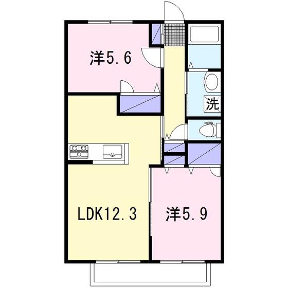 幸稜フラットII(2LDK/1階)の間取り写真