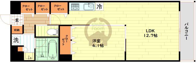 DIMUS北浜(1LDK/12階)の間取り写真