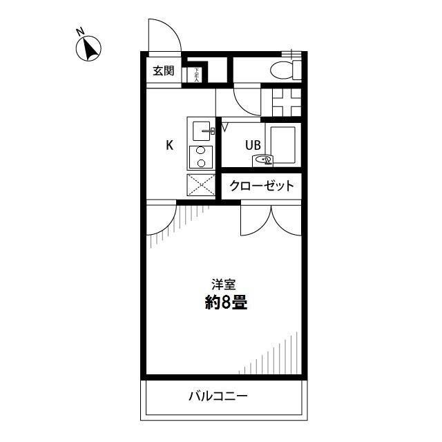 アンプルール フェール ライム(1K/2階)の間取り写真