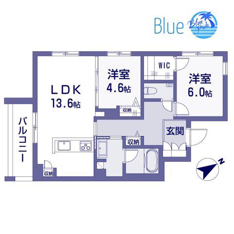 レフィシア腰越(2LDK/2階)の間取り写真