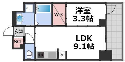 S-RESIDENCE松屋町ASENCE(1LDK/3階)の間取り写真