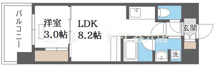アーバネックス中崎町II(1DK/6階)の間取り写真