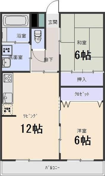 赤城マンション(2LDK/4階)の間取り写真