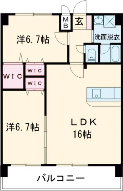 サージュ陣原(2LDK/9階)の間取り写真