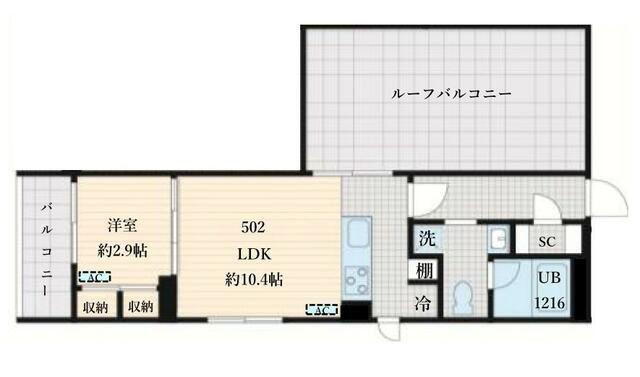 フレア島津山(1LDK/3階)の間取り写真