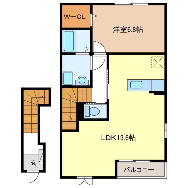シアンドバリー(1LDK/2階)の間取り写真