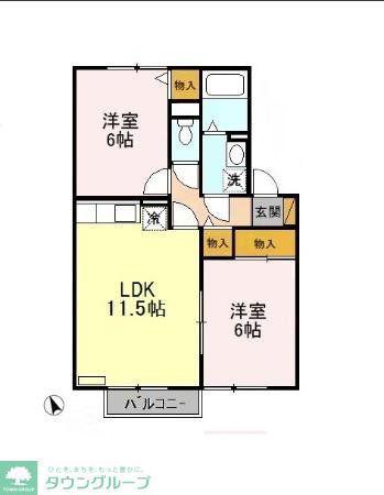 アクシスA・B(2LDK/2階)の間取り写真