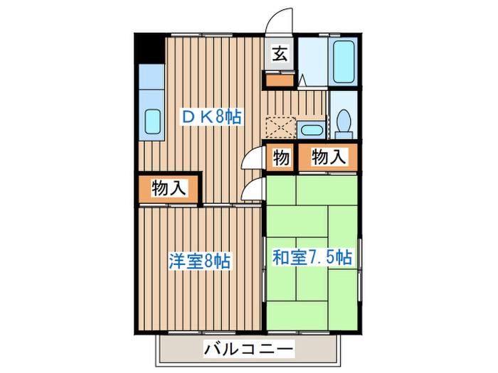 コーポ寺島(2DK/2階)の間取り写真