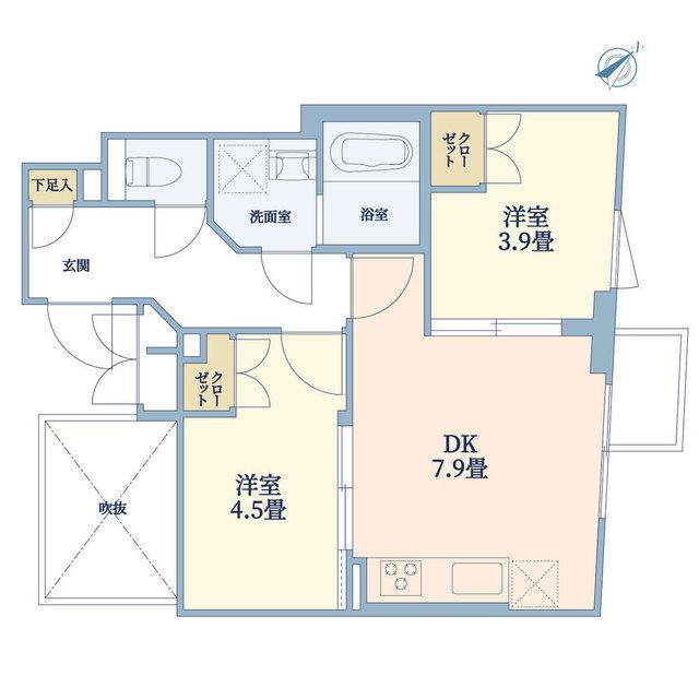 BRICK RESIDENCE 目黒本町(2DK/5階)の間取り写真