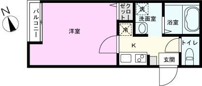 メゾンプランドール一ノ割(1K/1階)の間取り写真