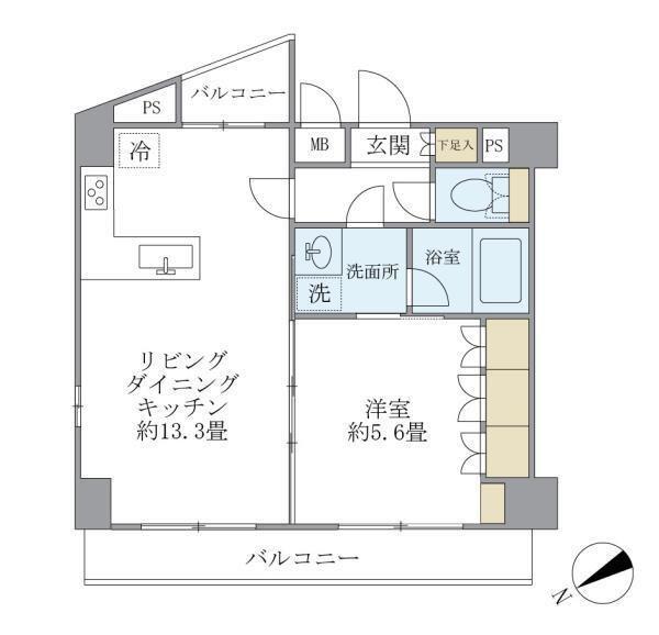 KDXレジデンス日本橋箱崎(1LDK/11階)の間取り写真
