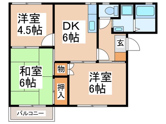 エスポワールカネコ(3DK/1階)の間取り写真